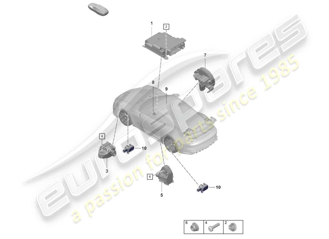 porsche 992 gt3/rs/st (2024) control unit for airbag crash sensor for airbag part diagram