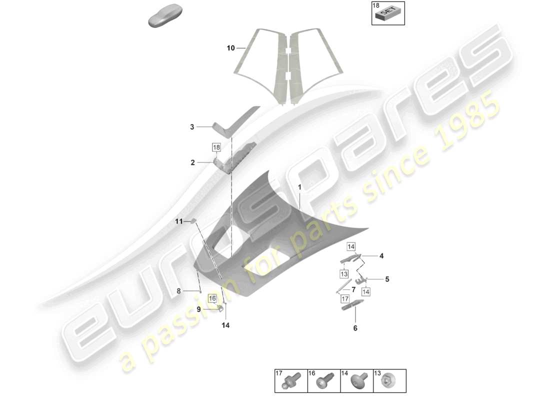 porsche 992 gt3/rs/st (2026) bonnet gt3rs part diagram