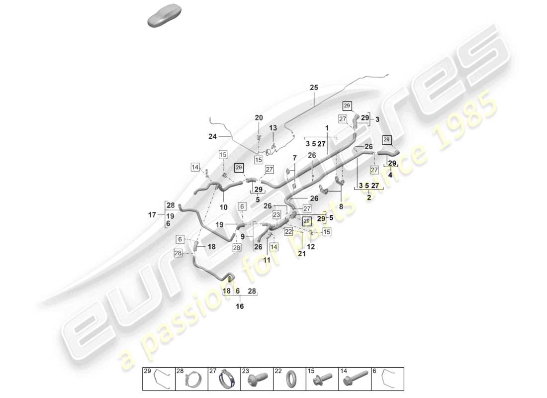 porsche 992 gt3/rs/st (2026) coolant cooling system front end part diagram