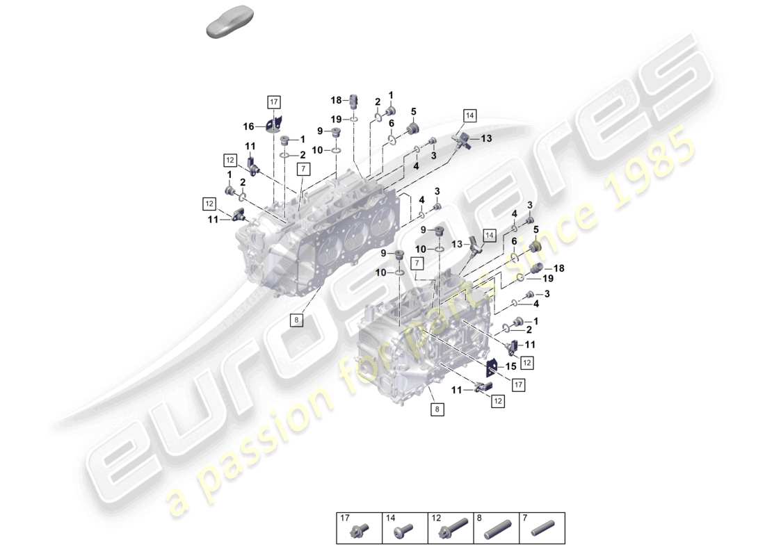 porsche 992 gt3/rs/st (2026) cylinder head individual parts sealing plug sensors part diagram