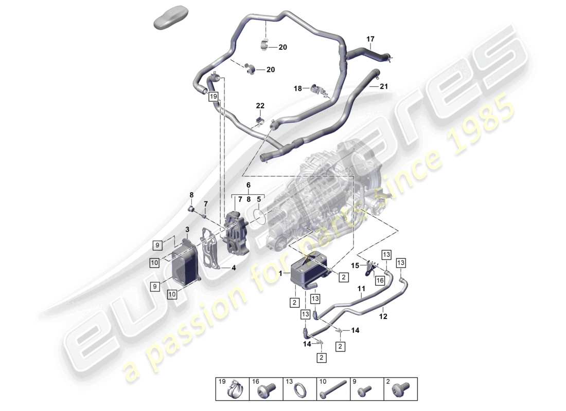 porsche 992 gt3/rs/st (2026) 7-speed dual clutch gearbox - pdk - cooling system for gear oil part diagram