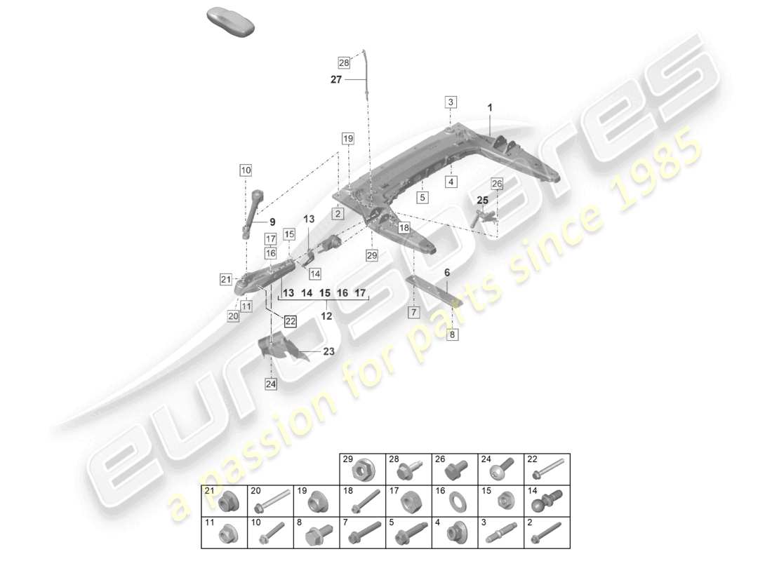 porsche 992 gt3/rs/st (2026) cross member wishbone lower part diagram