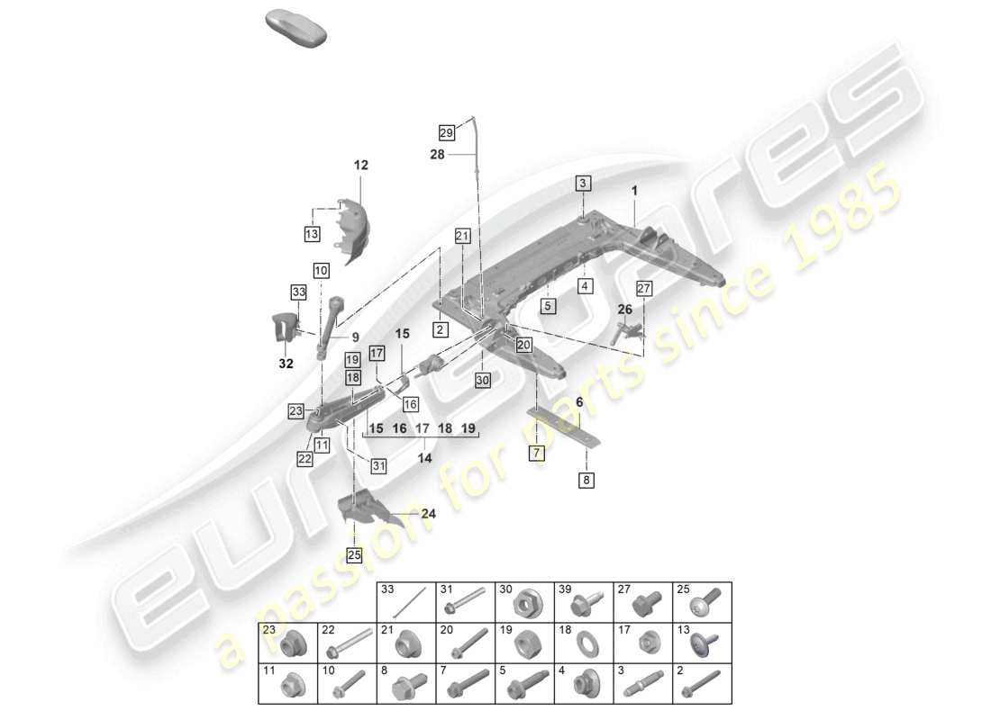 porsche 992 gt3/rs/st (2026) cross member wishbone lower part diagram