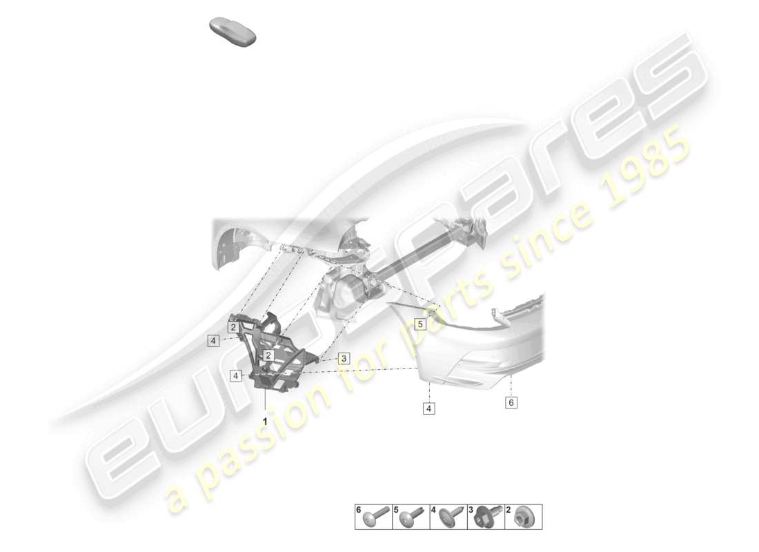 porsche 992 gt3/rs/st (2022) bumper rear fasteners part diagram