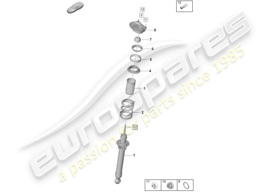 porsche 992 gt3/rs/st (2023) suspension shock absorbers part diagram