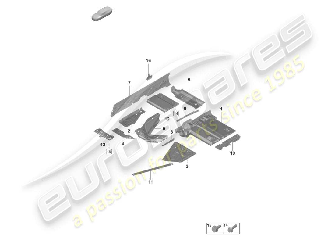 porsche 992 gt3/rs/st (2023) bottom plate tunnel part diagram