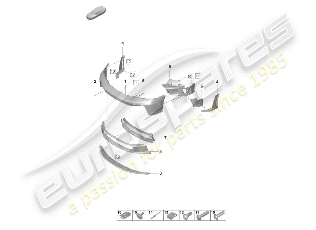 porsche 992 gt3/rs/st (2023) bumper front gt3 rs part diagram