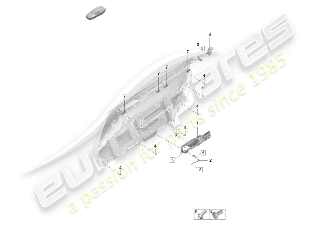 porsche 992 gt3/rs/st (2024) door panel fasteners accessories part diagram