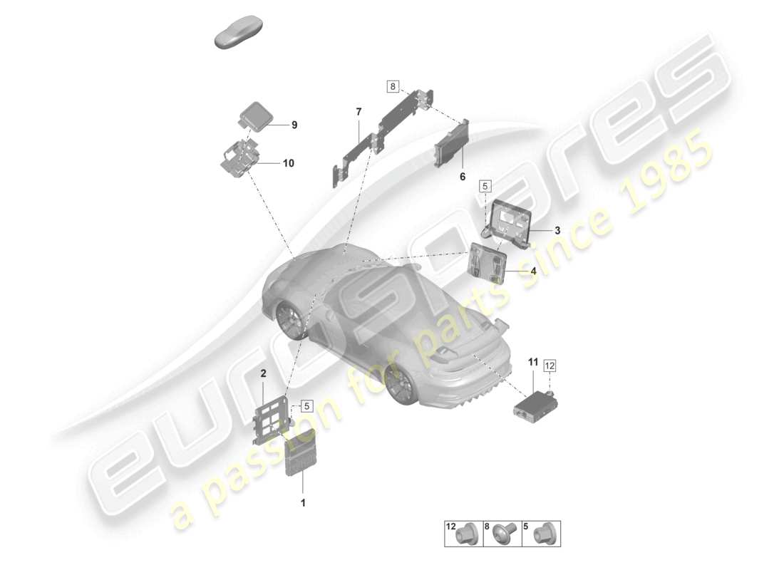 porsche 992 gt3/rs/st (2024) control units control unit (bcm) for conv. system & ob power supply control unit for driver assist systems part diagram