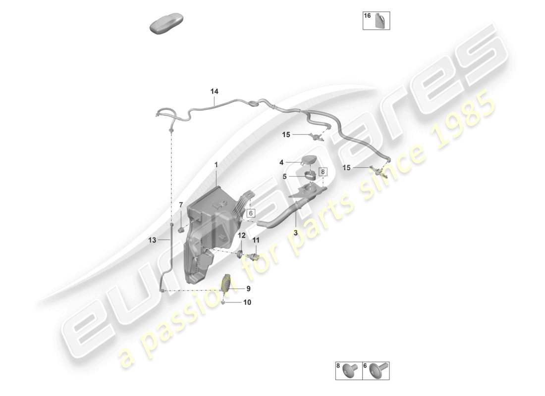 porsche 992 gt3/rs/st (2024) windscreen washer system part diagram