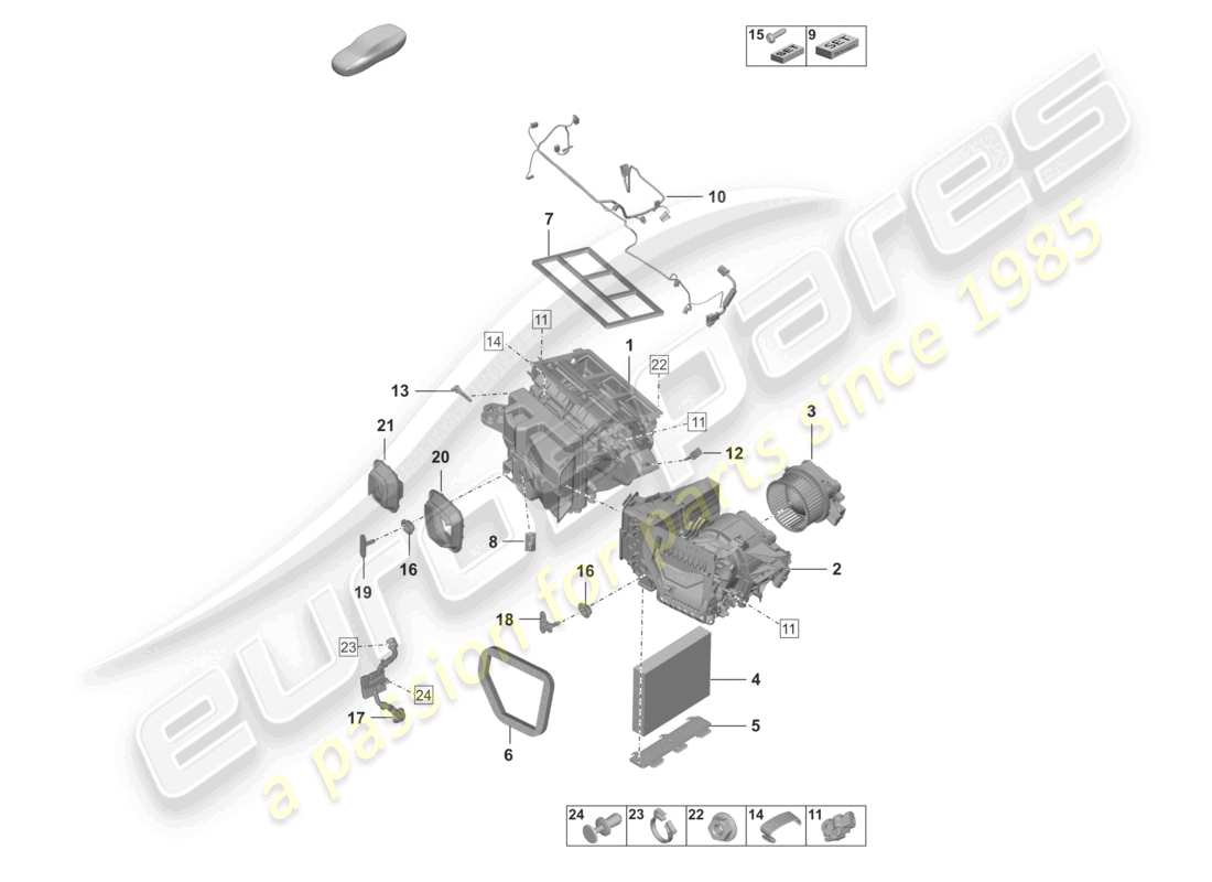 porsche 992 gt3/rs/st (2024) air conditioning part diagram