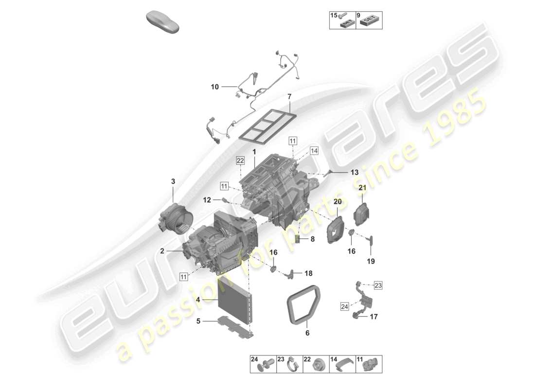 porsche 992 gt3/rs/st (2024) air conditioning part diagram