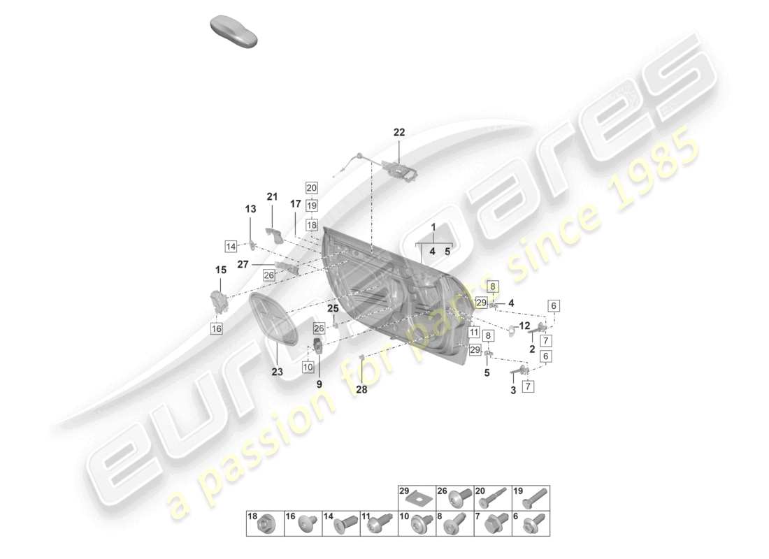 porsche 992 gt3/rs/st (2024) door shell part diagram