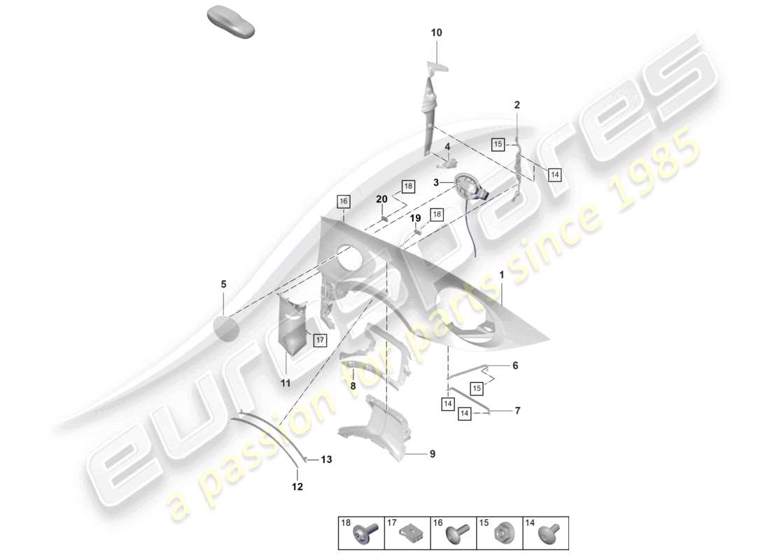 porsche 992 gt3/rs/st (2024) wing part diagram