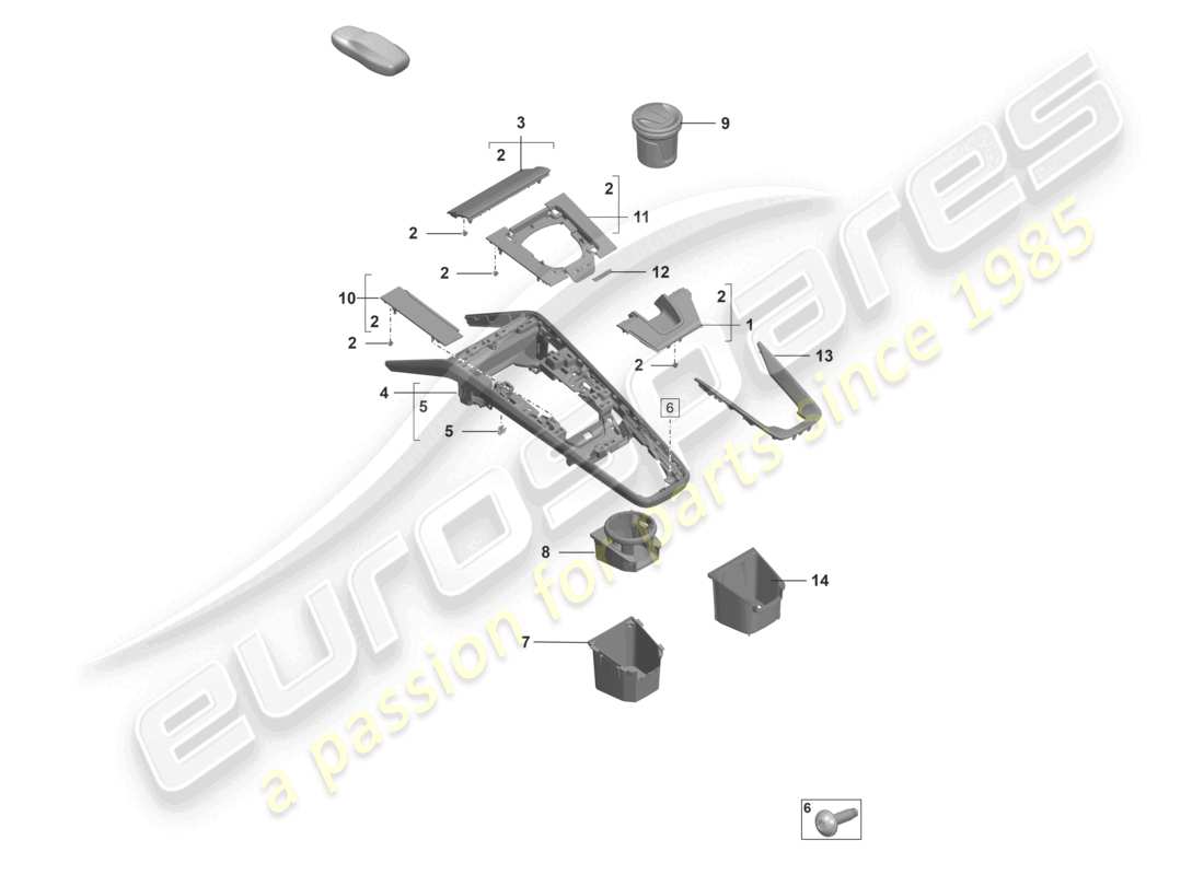 porsche 992 gt3/rs/st (2022) centre console accessories part diagram