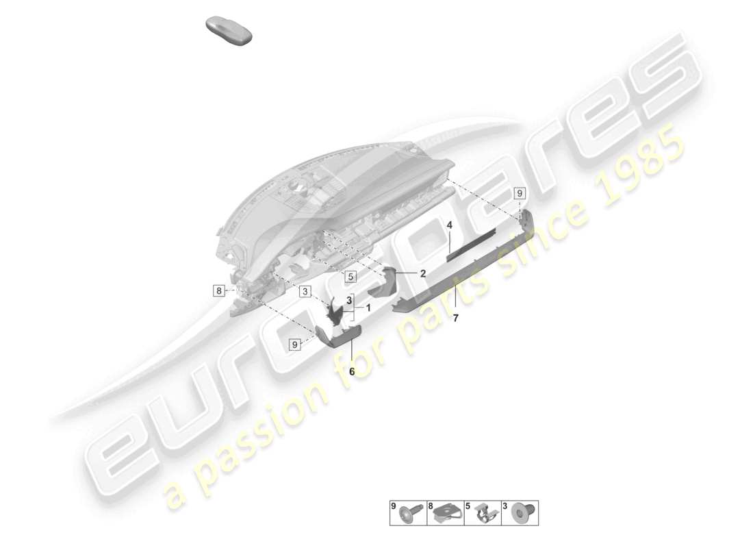 porsche 992 gt3/rs/st (2024) accessories dashboard part diagram