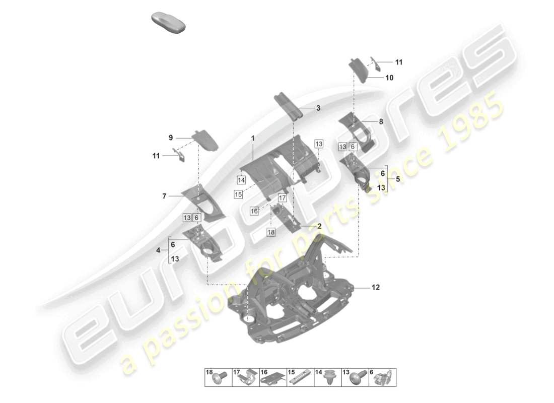 porsche 992 gt3/rs/st (2022) tailgate/boot lid part diagram