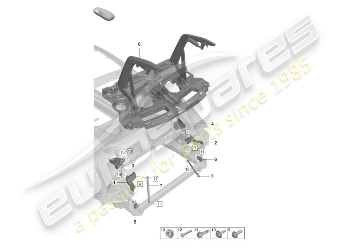 porsche 992 gt3/rs/st (2026) rear spoiler part diagram