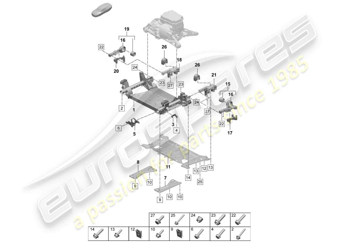 a part diagram from the porsche taycan parts catalogue