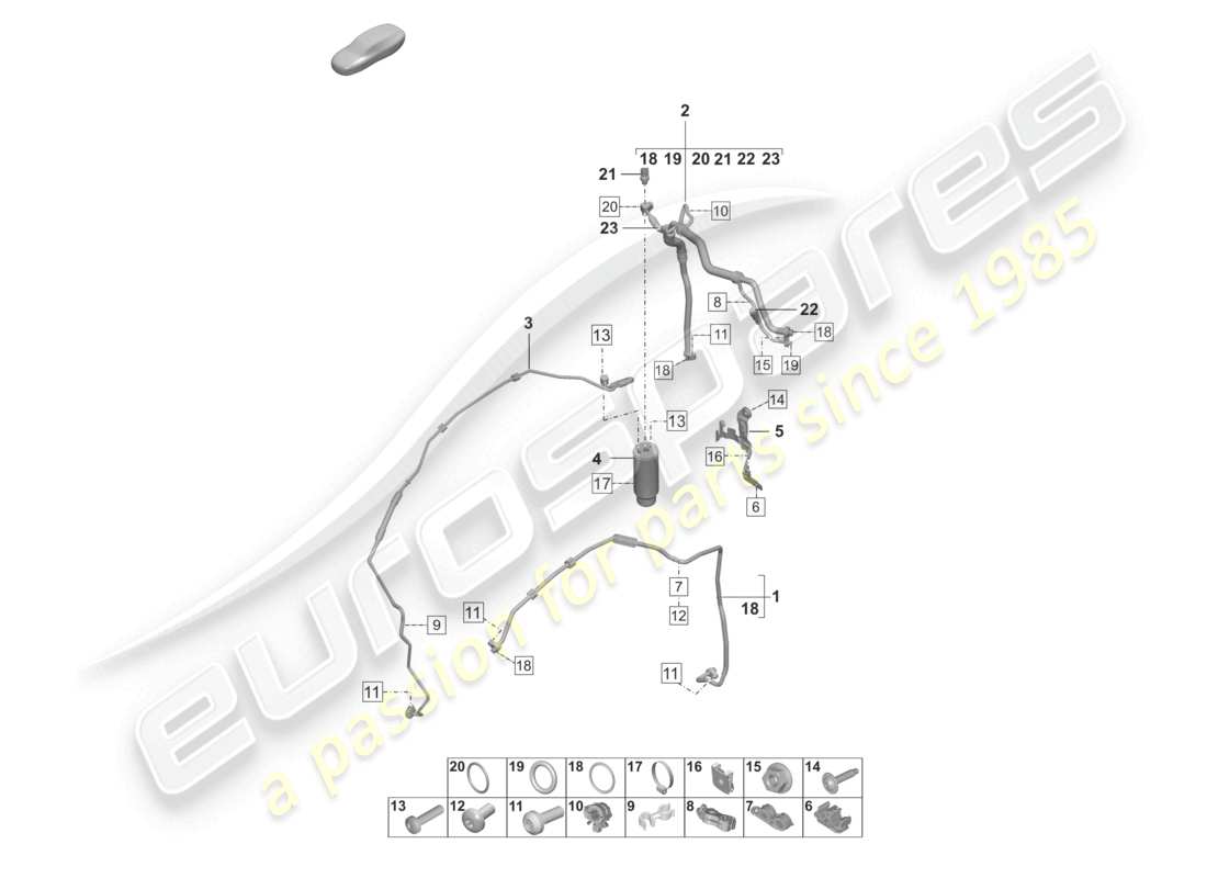 porsche 992 gt3/rs/st (2024) air conditioning rhd refrigerant line (expansion valve >drier) part diagram