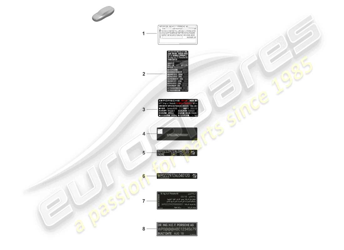 a part diagram from the porsche taycan parts catalogue