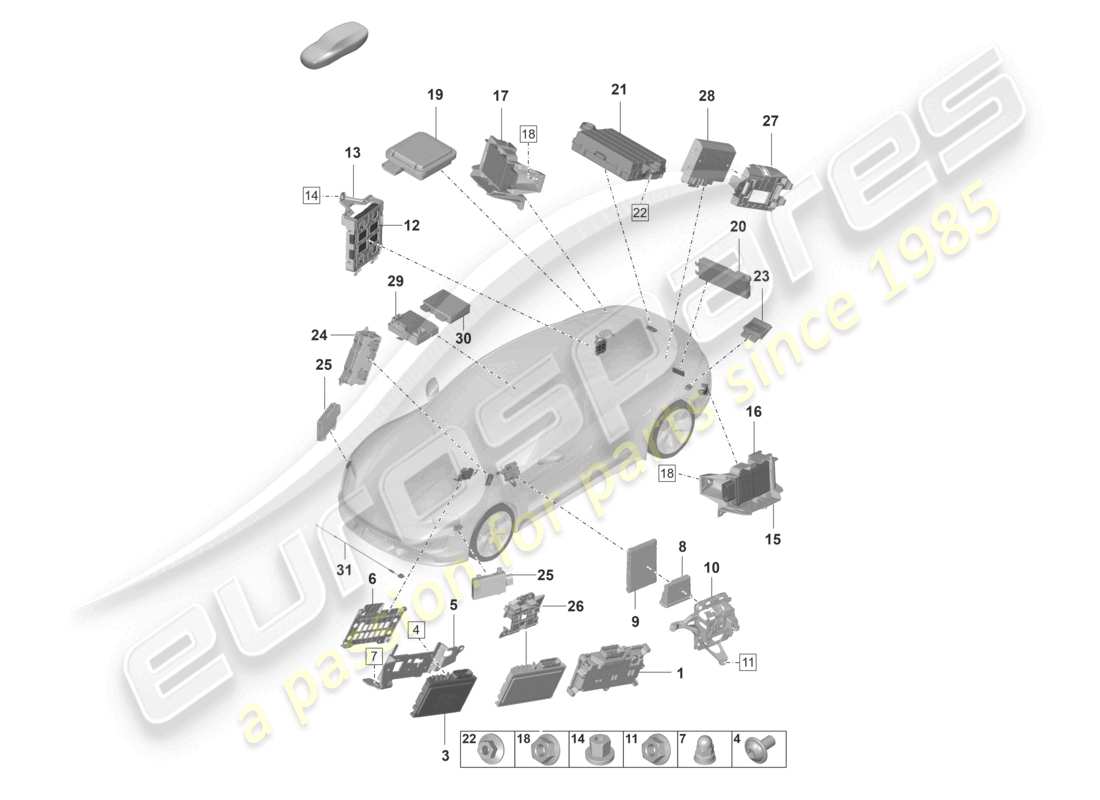 a part diagram from the porsche taycan parts catalogue