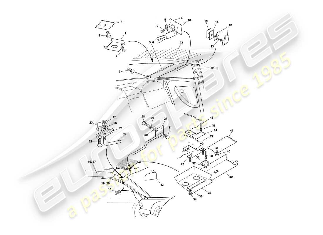 aston martin v8 coupe (2000) fascia & trim part diagram