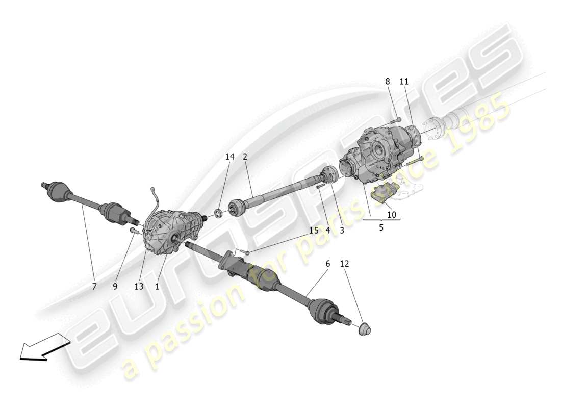 maserati grecale gt (2023) front wheels transmission parts diagram