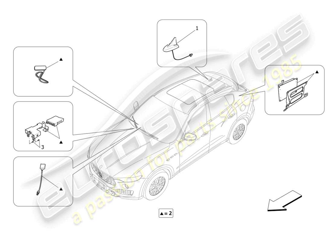 maserati levante zenga (2020) reception and connection system part diagram