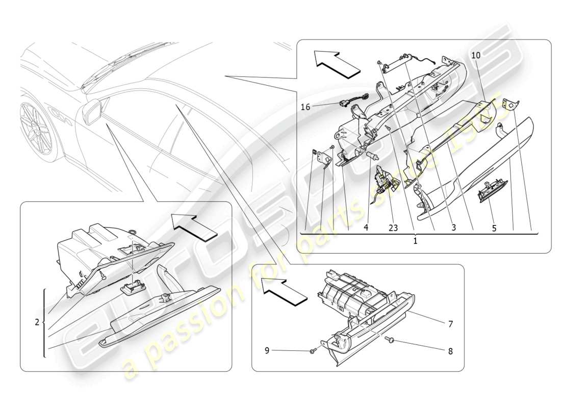 maserati ghibli fragment (2022) glove compartments parts diagram