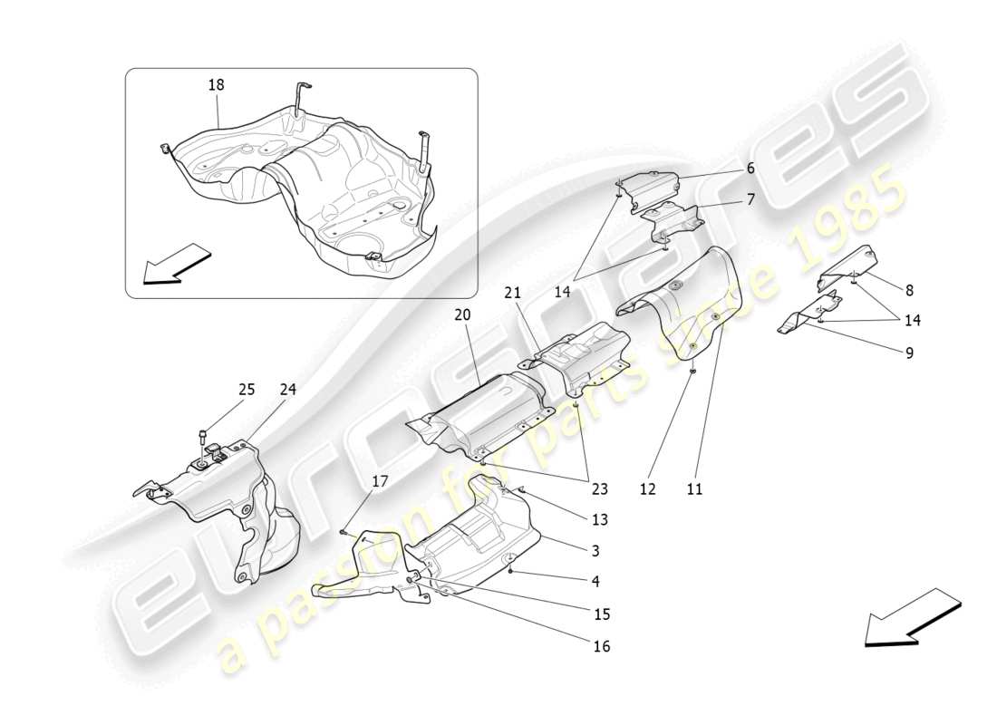 maserati ghibli fragment (2022) thermal insulating panels parts diagram