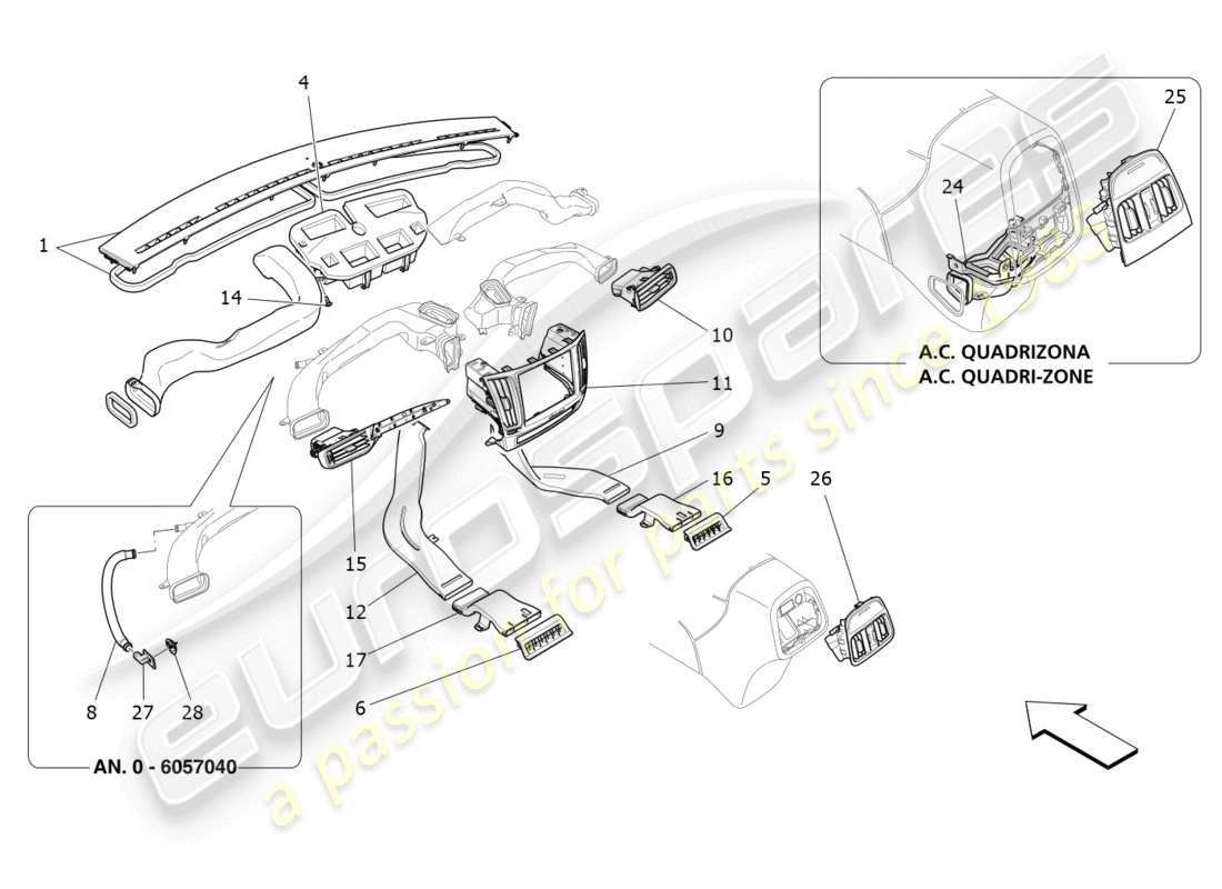 maserati levante zenga (2020) a/c unit: diffusion part diagram