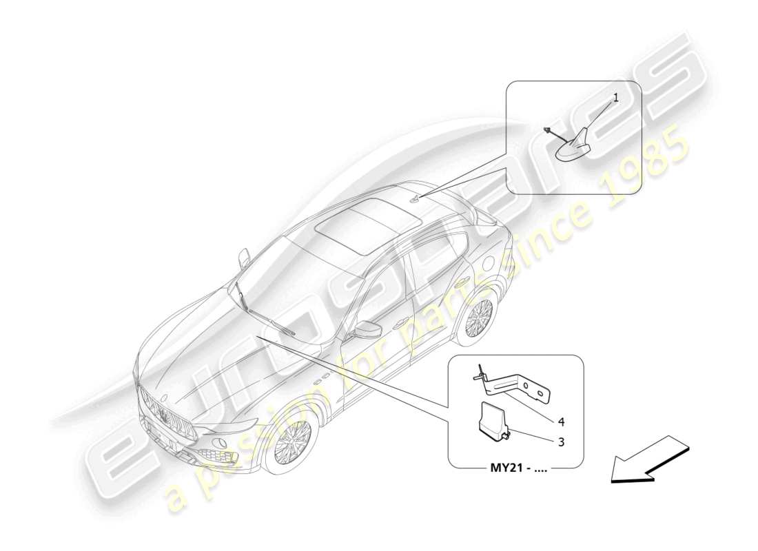 maserati levante tributo (2021) reception and connection system part diagram