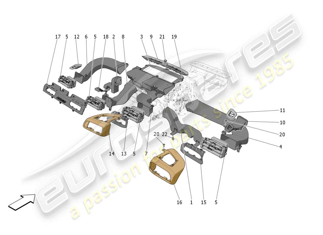 maserati mc20 (2022) a/c unit: diffusion parts diagram