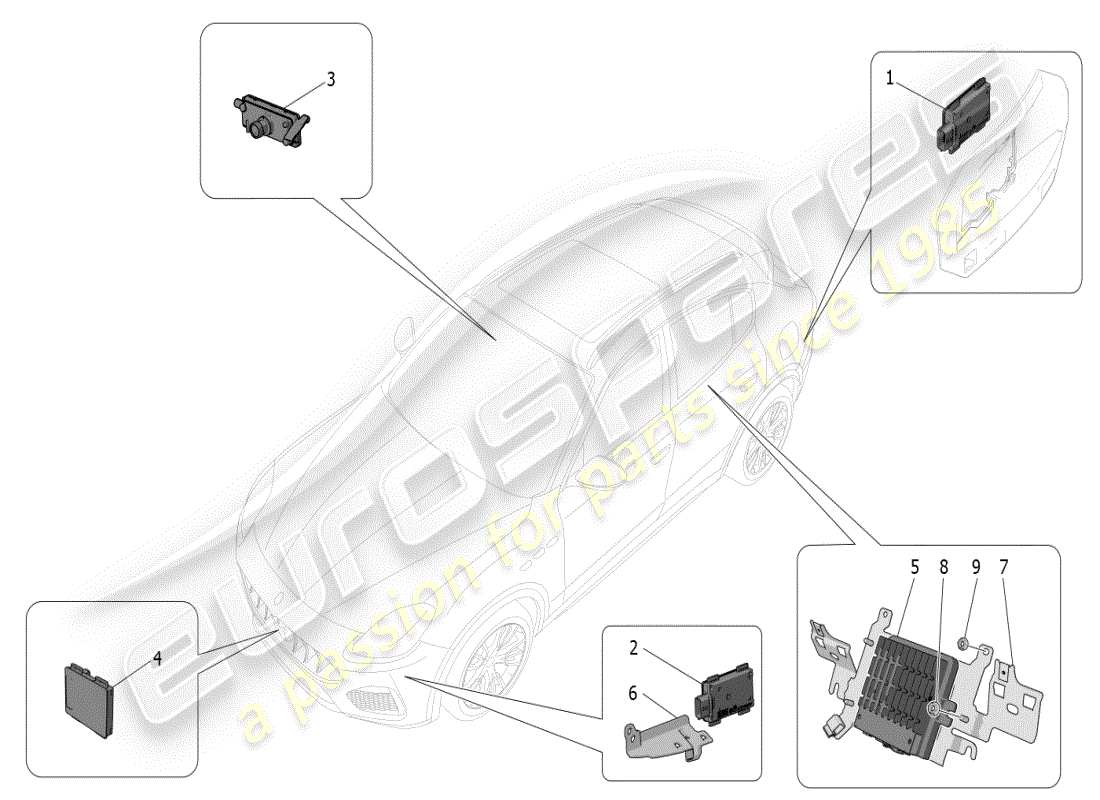 maserati grecale modena (2023) drive assistance system parts diagram