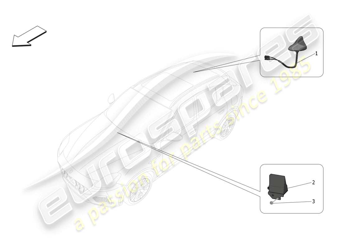 maserati grecale gt (2023) reception and connection system parts diagram