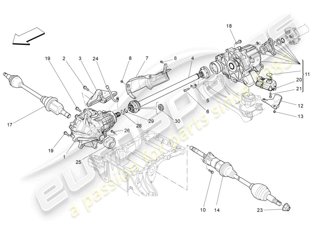 maserati levante zenga (2020) front wheels transmission part diagram