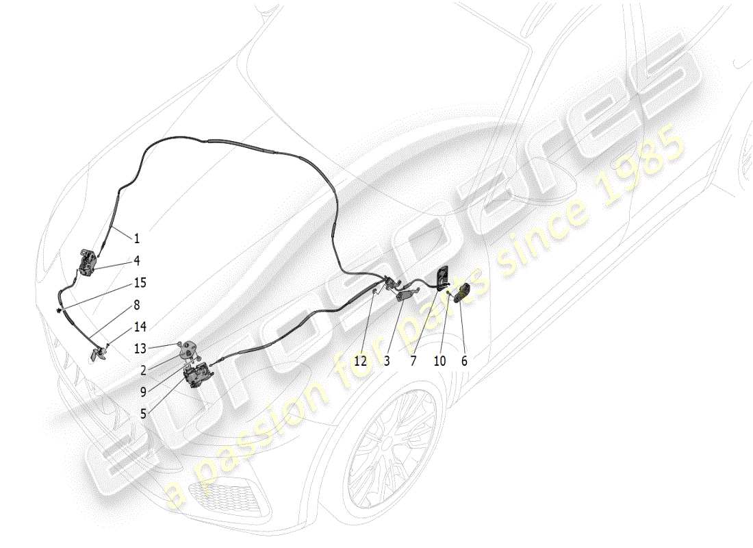 maserati grecale modena (2023) front lid opening button part diagram