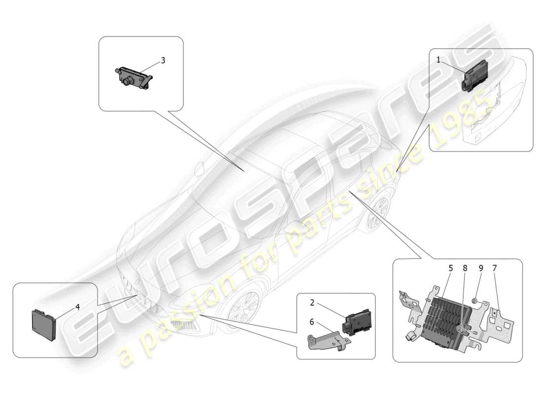 maserati grecale gt (2023) drive assistance system parts diagram