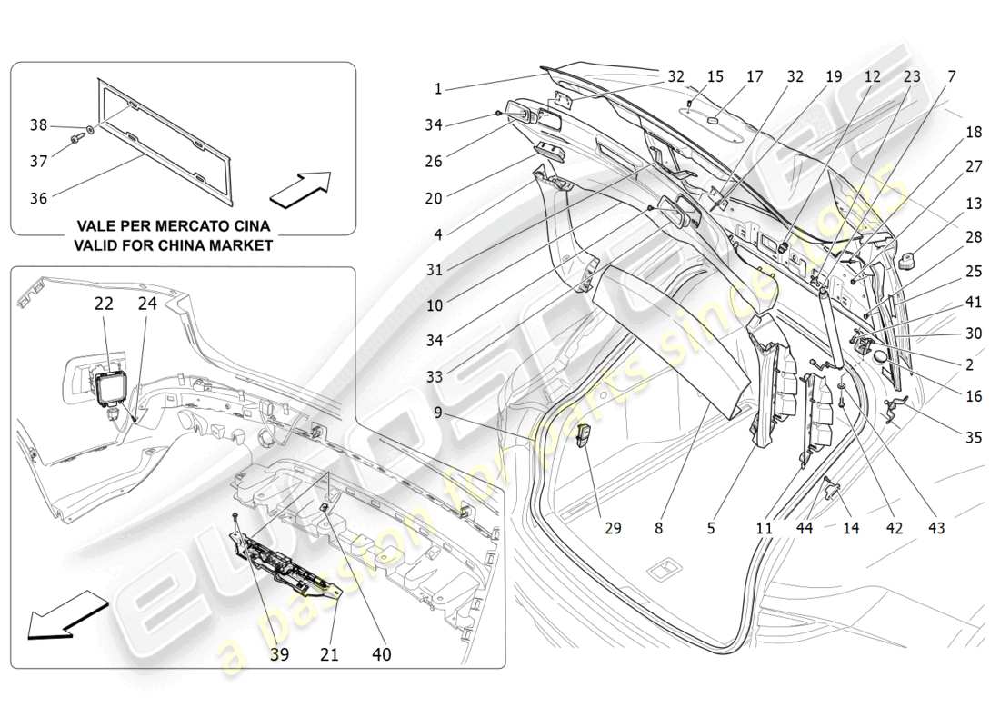 maserati levante (2019) rear liftgate parts diagram