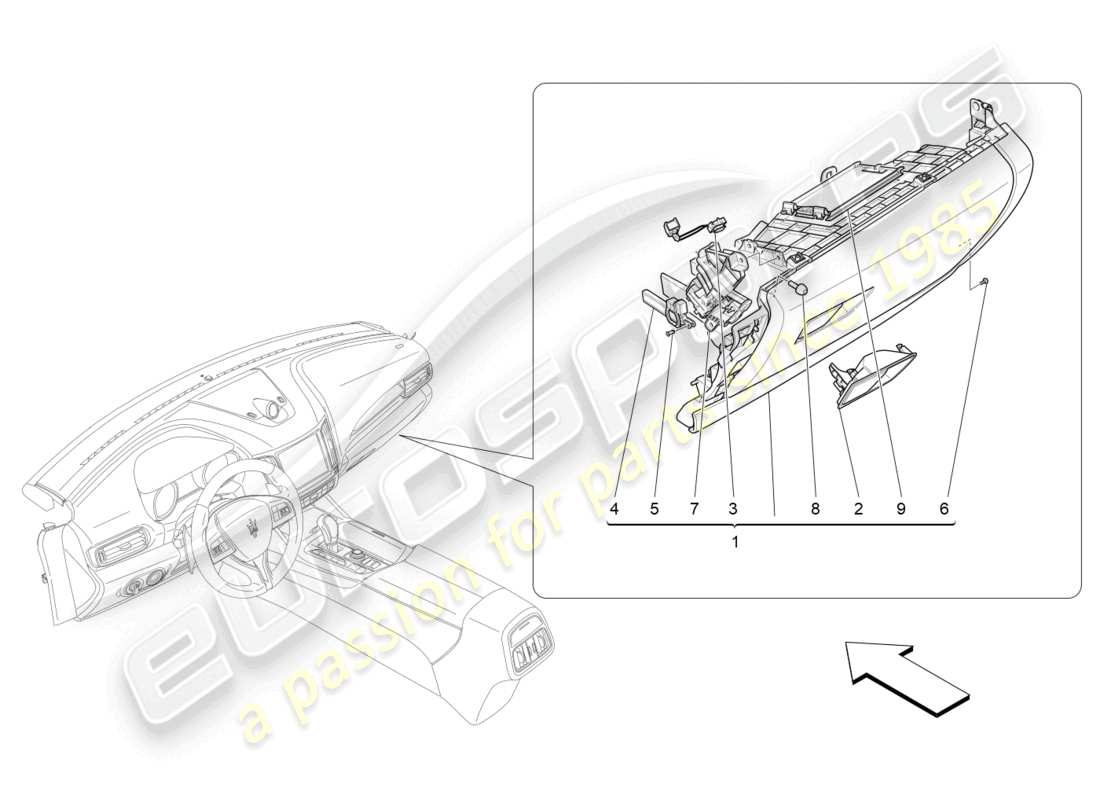 maserati levante (2019) glove compartments parts diagram