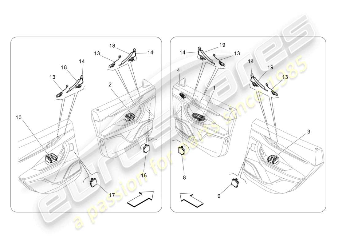 maserati levante (2019) door devices parts diagram