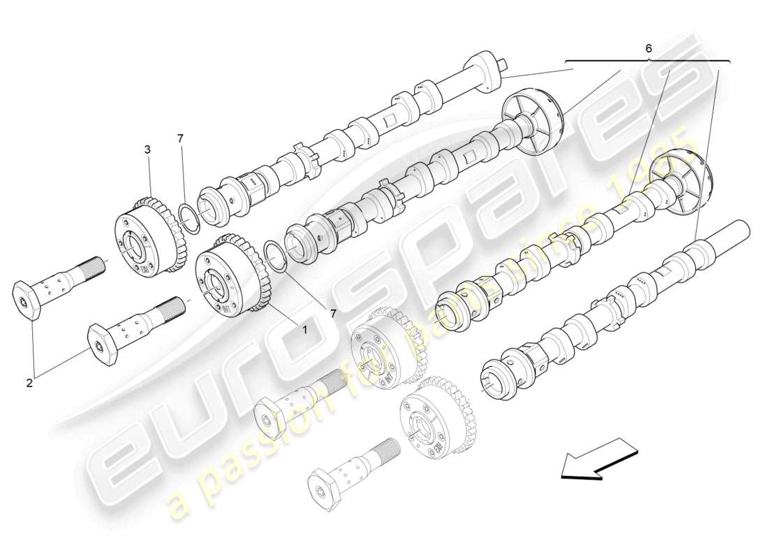 maserati levante (2019) rh cylinder head camshafts parts diagram