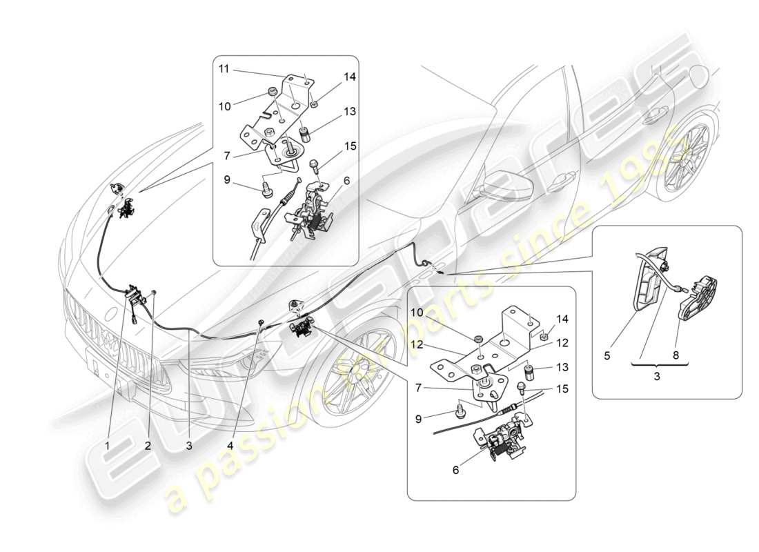 maserati ghibli fragment (2022) front lid opening button parts diagram