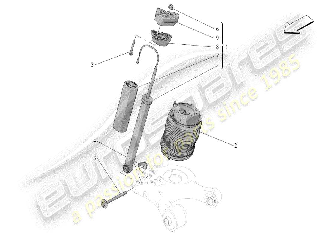 maserati grecale modena (2023) rear shock absorber devices parts diagram