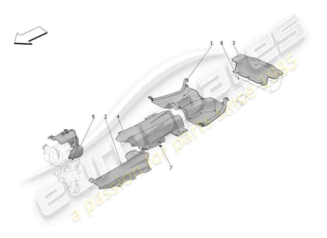 maserati grecale gt (2023) thermal insulating panels parts diagram