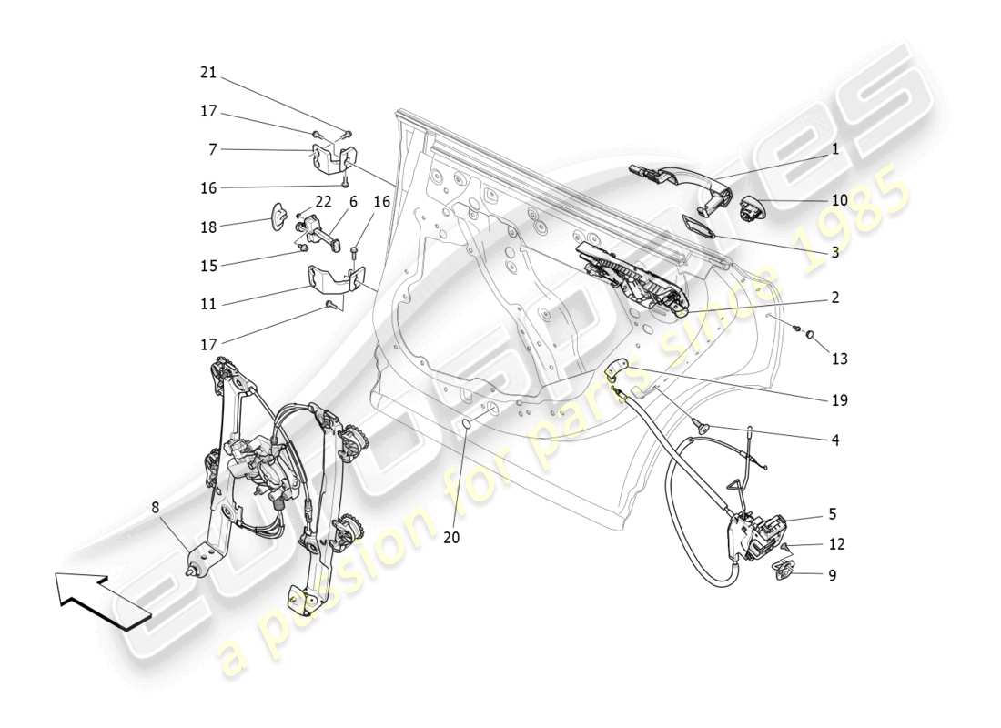 maserati levante tributo (2021) rear doors: mechanisms part diagram
