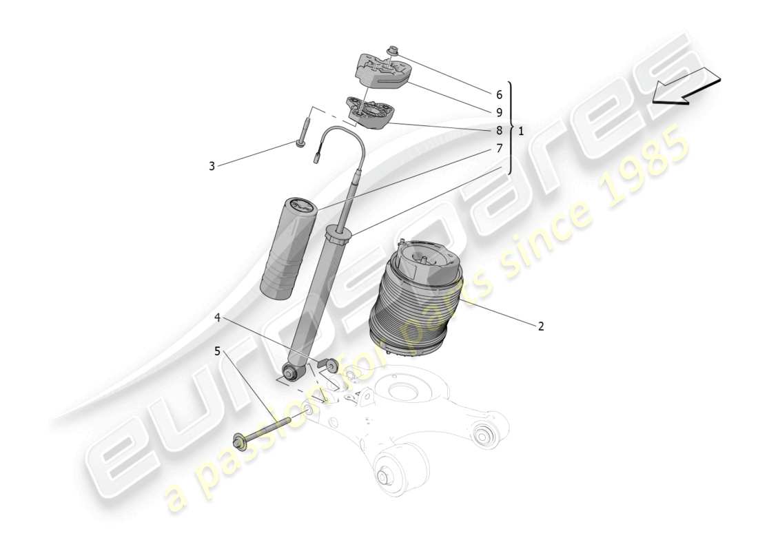 maserati grecale gt (2023) rear shock absorber devices parts diagram