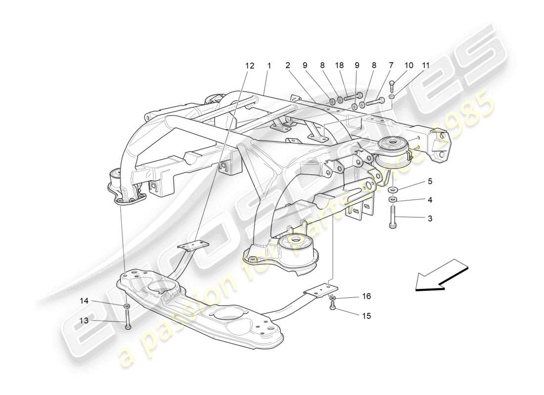 maserati granturismo mc stradale (2011) rear chassis parts diagram
