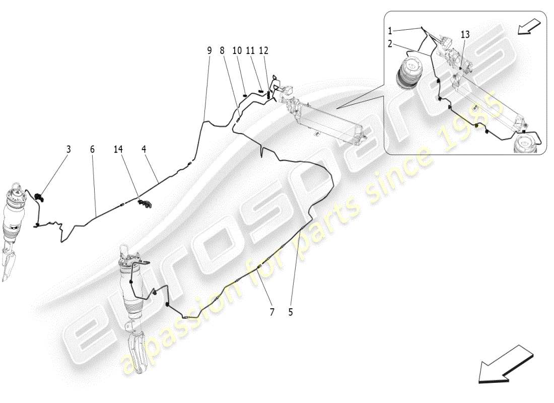 maserati grecale modena (2023) air suspension system part diagram